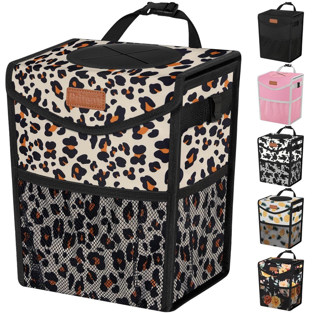 Car Trash Can with Lid, Cute Leakproof Car Trash Garbage Bag Hanging Vehicle ...