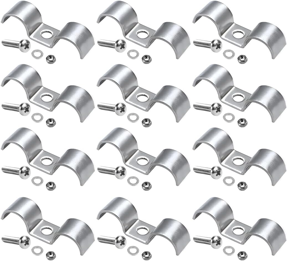12PCS Stainless Steel Fuel Line Clamps w/ Screws for Brake, RV, SUV, Truck, Car