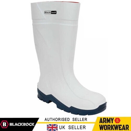 Blackrock PU Safety Wellington Boots Thermal Insulated Waterproof White Wellies