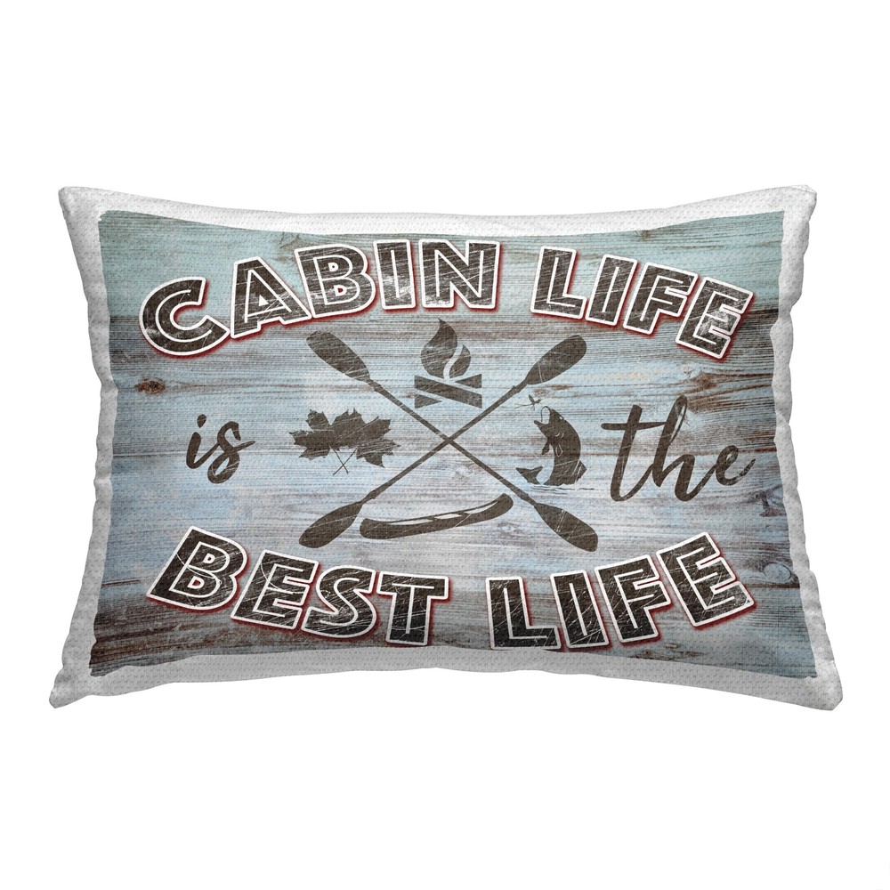 Blue 14x20 Cabin Life Outdoor Printed Pillow for Cozy Outdoor Style