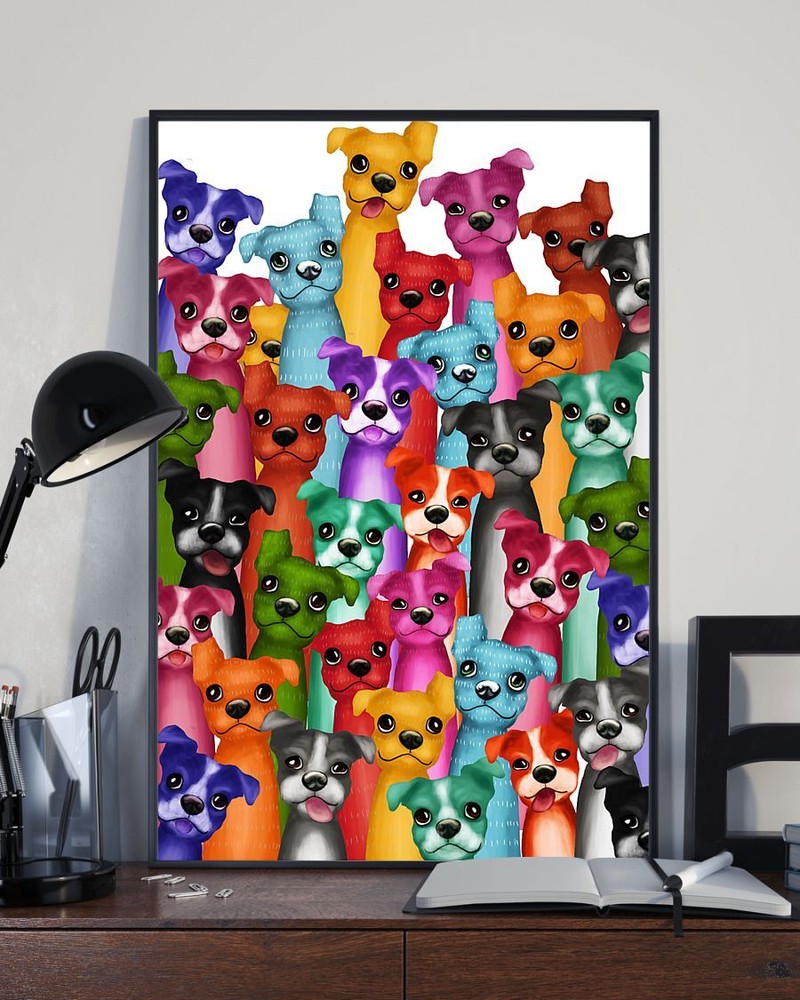 Boston Terrier Multi Dogs Funny Home Decor Wall Art Poster