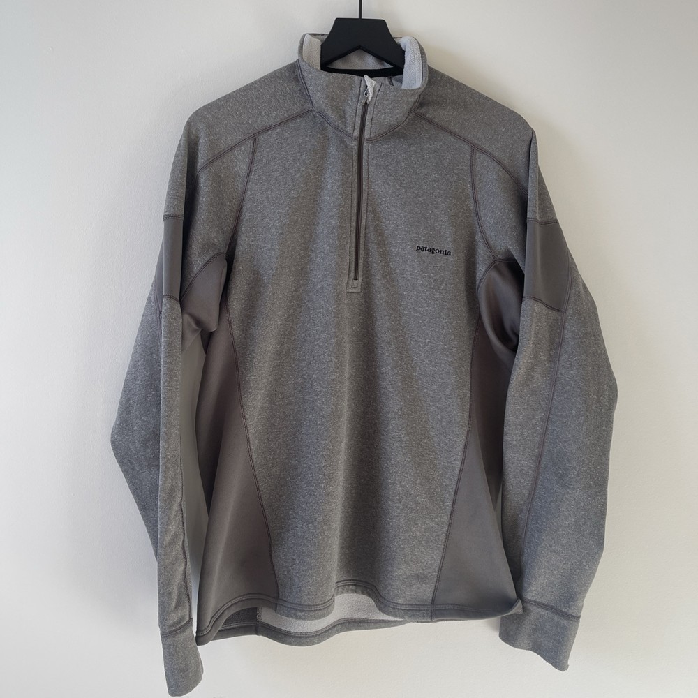 Patagonia Stretch Velocity Zip-Neck Men's Large Gray Fleece 1/4 Zip Pullover