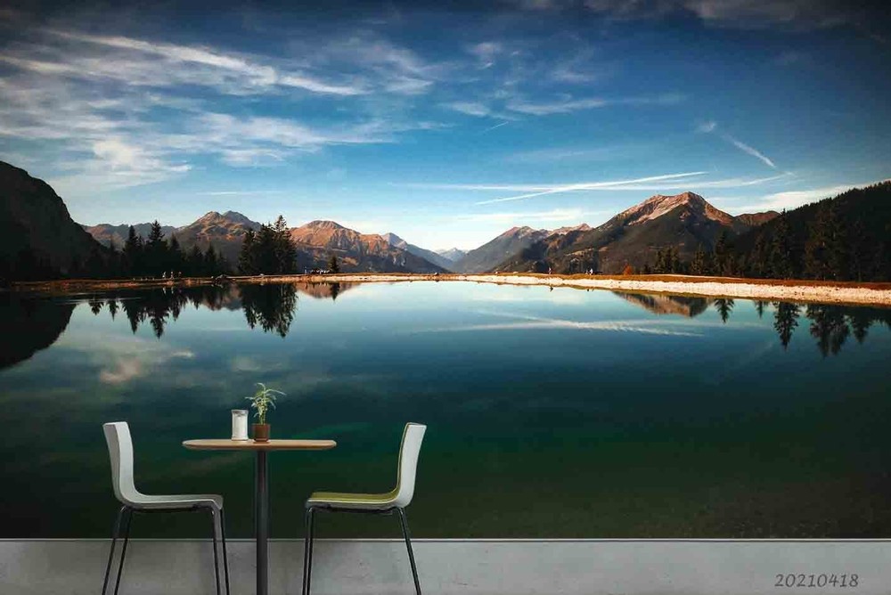 3D Sky Mountain Lake Landscape Wall Murals Wallpaper Murals Wall Sticker