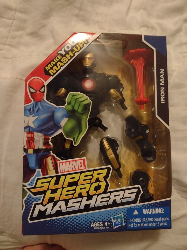Marvel Super Hero Mashers BLACK & GOLD Armor Iron Man Action Figure Hasbro