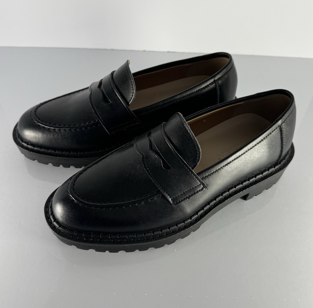 Firenze Atelier Mens Handmade Matte Black Leather Penny Loafers Slip-on Size 7.5