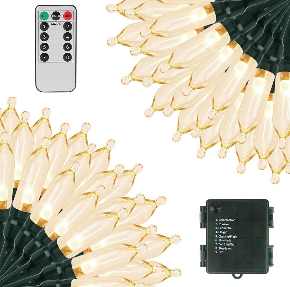 105ft 300 LED Battery Christmas Lights with Timer & Memory Function