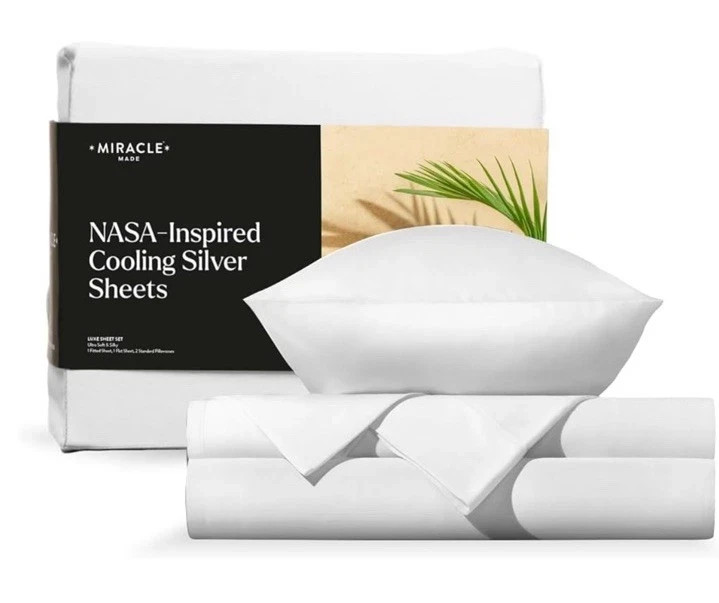 Miracle Made Sateen TWIN Luxe Sheets, 3-piece Bed Sheet in White, Self Cooling