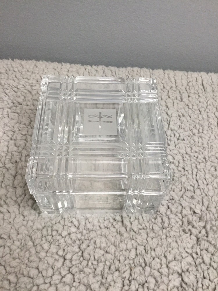 Vintage Clear Cut CrystalSquare Trinket Box Ring Dish Vanity With Lid,3.5/2”tall