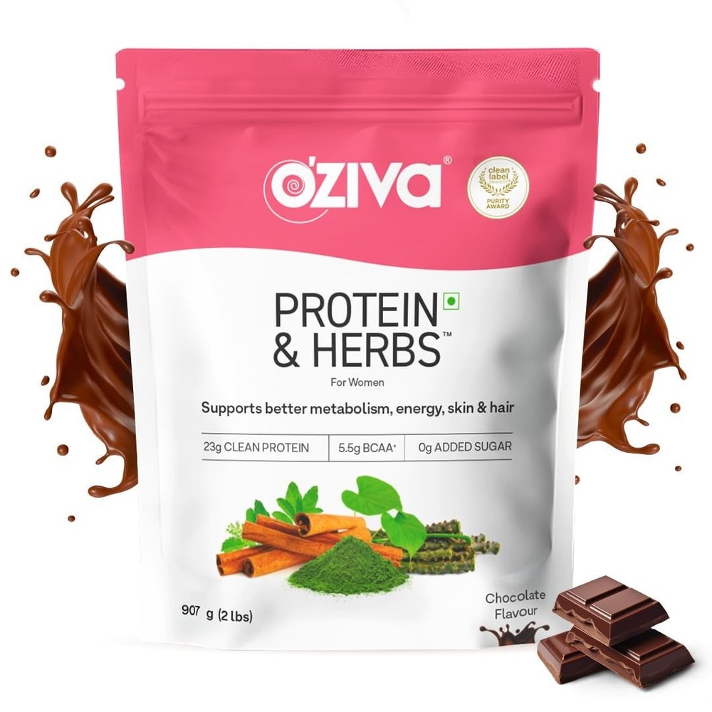 OZiva Protein & Herbs for Women in Chocolate Flavor Supports Weight & Energy 1kg