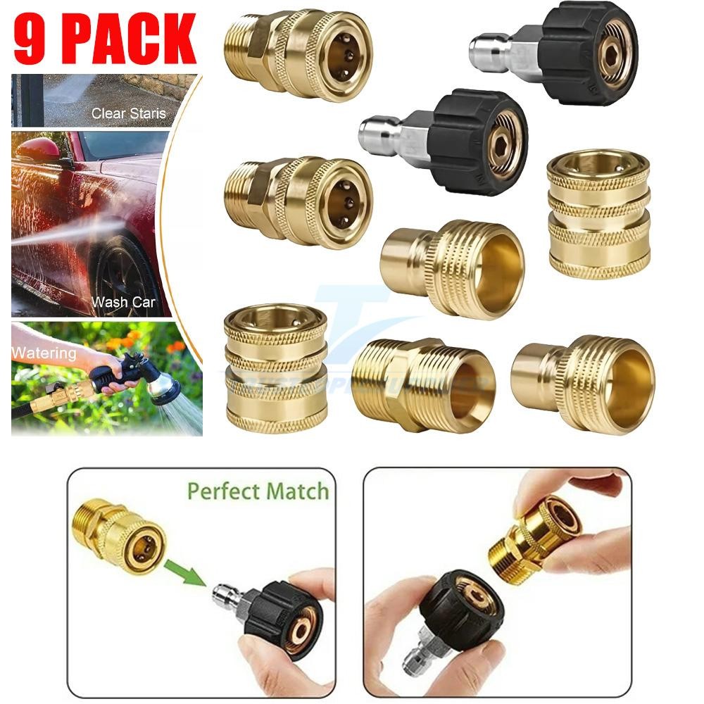 9X Pressure Washer Adapter Kit M22 Swivel to 3/8 Quick Connect