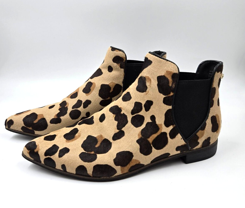 Cole Haan Leopard Animal Print Calf Hair Pointed Toe Ankle Boots Size 6.5 B