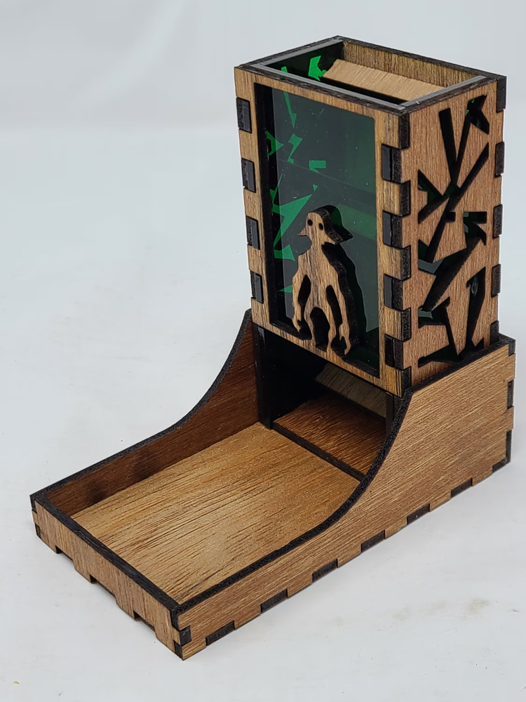 GOBLIN Dice Tower Tray wood & green acrylic nesting portable tabletop games DND