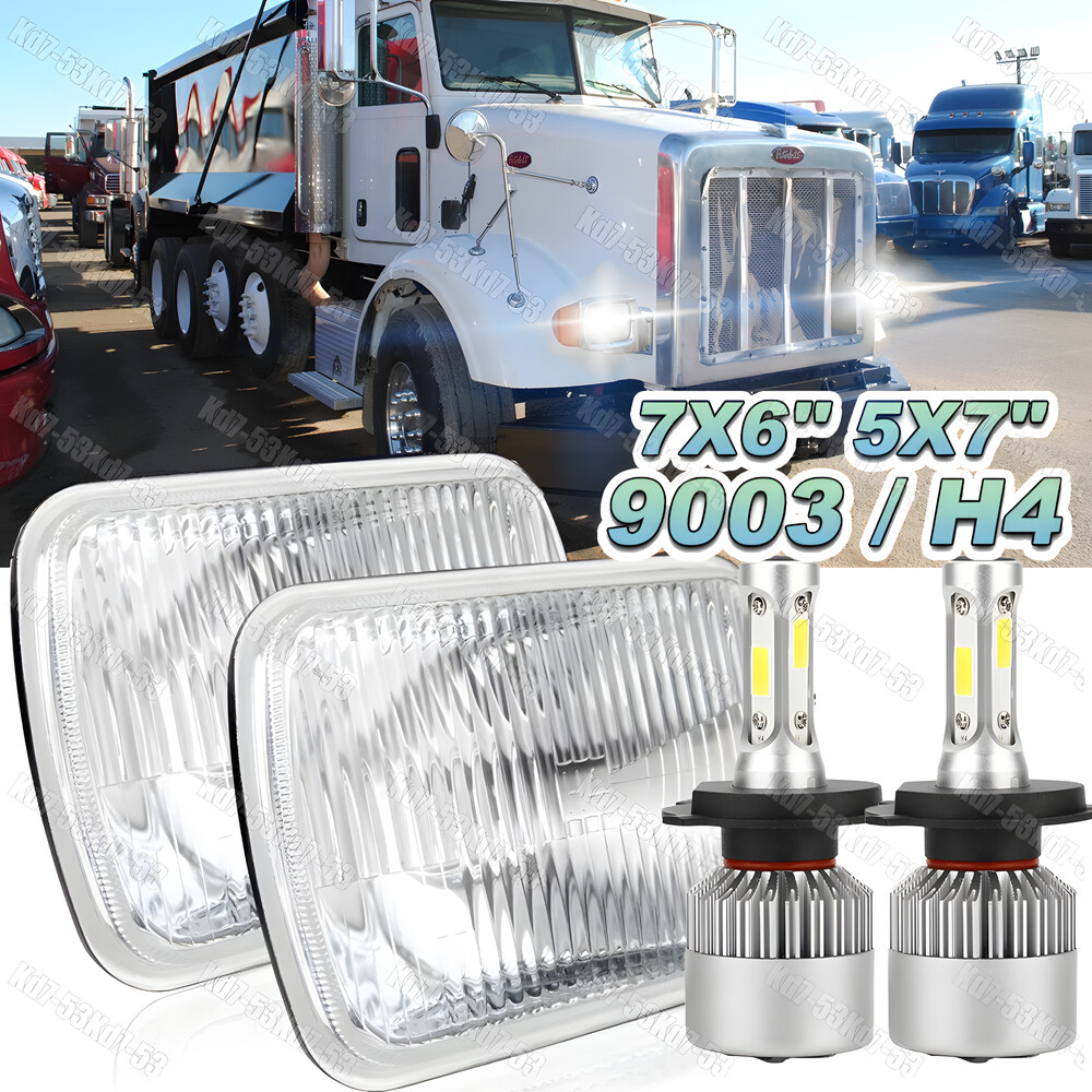 Pair 7x6'' LED HEADLIGHTS Hi-Lo Beam Fit for PETERBILT 365 367 2008-2017 TRUCK