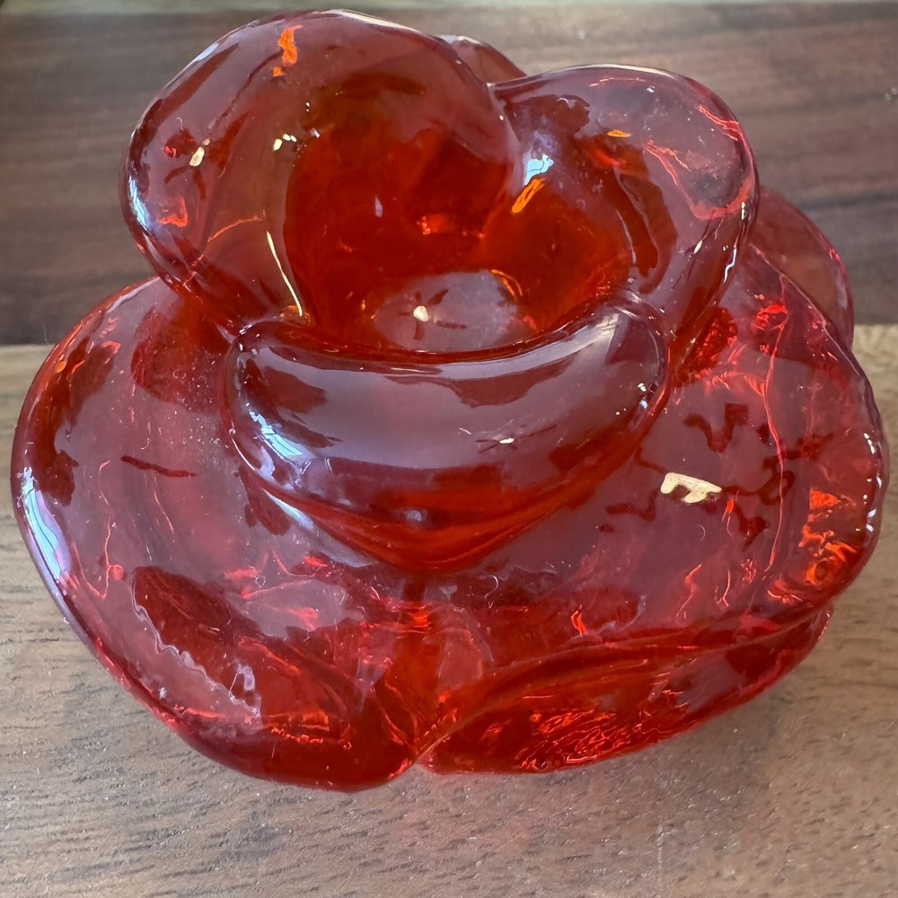 Glass Red Rose Paperweight 3.5