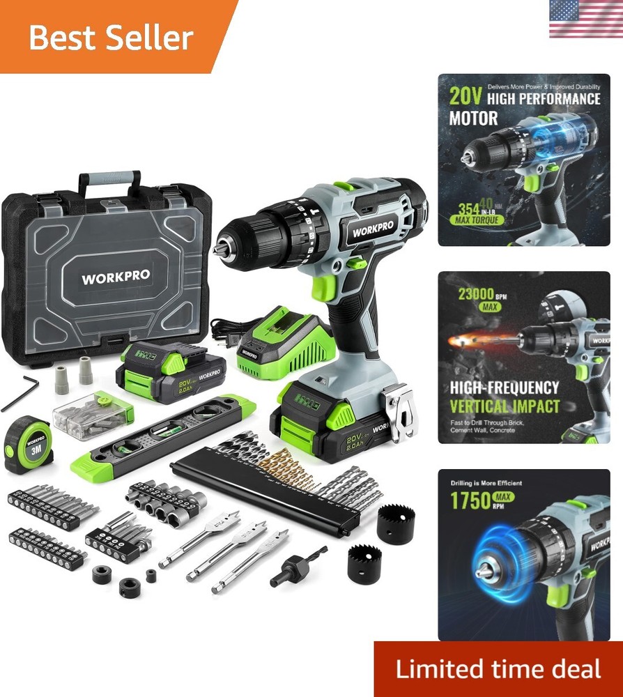 20V Max Cordless Drill Driver Set, Electric Power Impact Drill Tool with 102 ...