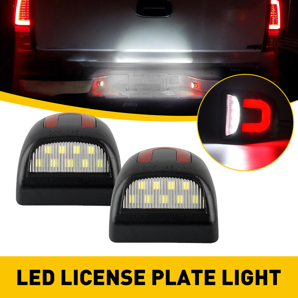 Red Tube LED White Plate License Lights For Chevy Silverado GMC Sierra 1500 2500