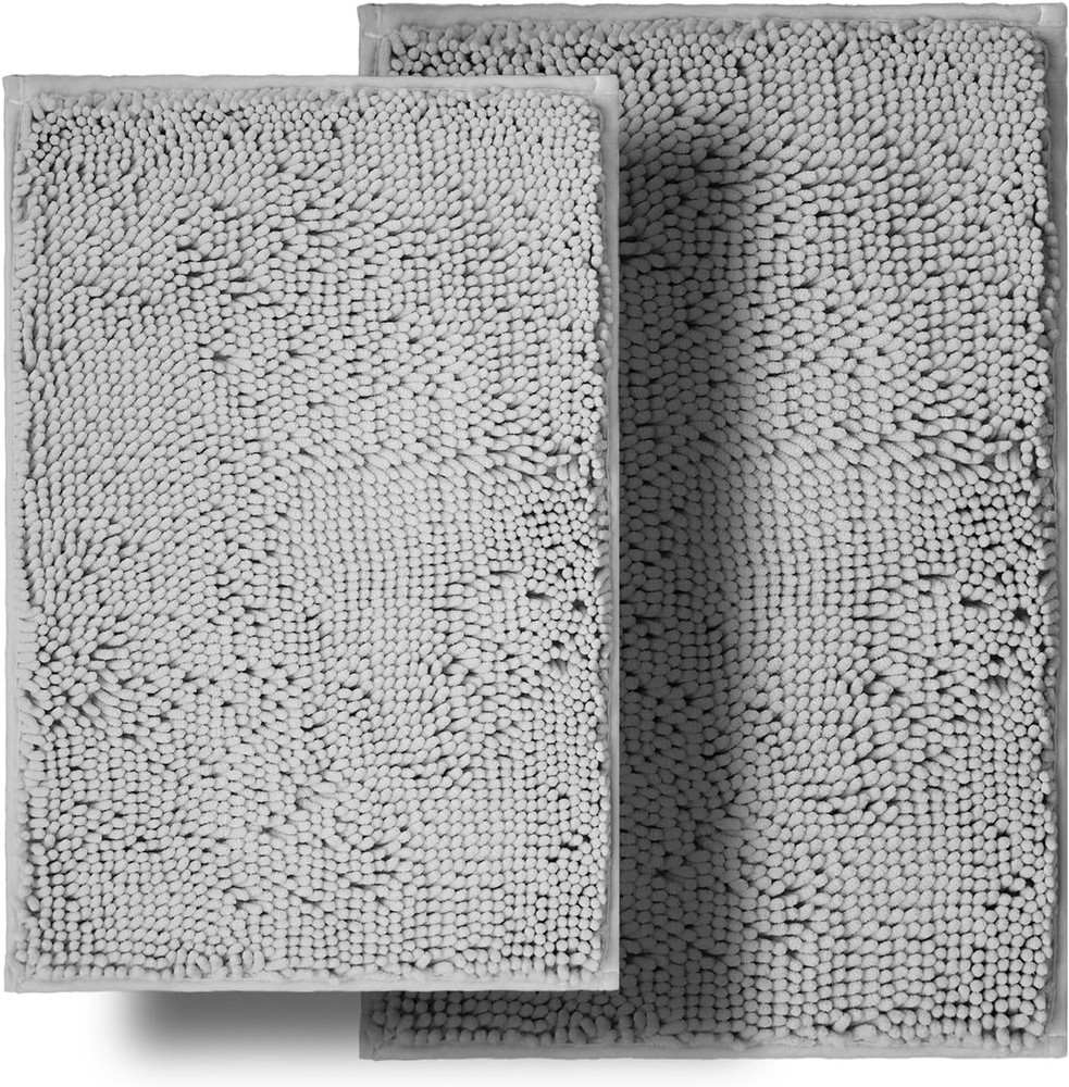 Ultra Soft Absorbent Chenille Bath Mat Set 2 Piece by BOANKODU