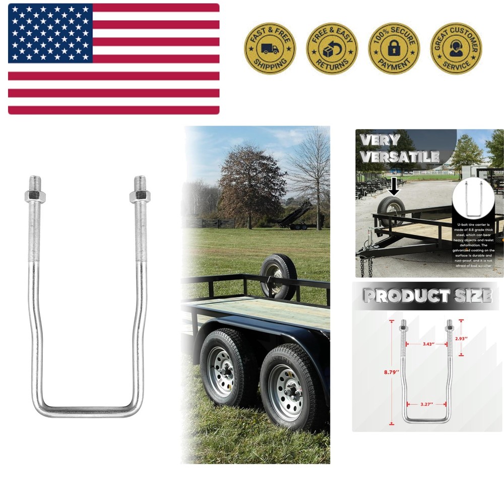 U-Bolt Spare Tire Carrier Holder Bracket for Trailer Side Mount 4 or 5 Lug Zi...