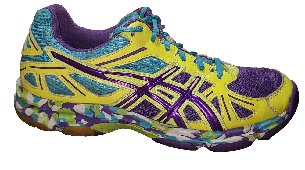 Asics Gel Women's Sneakers Sz. 7 Shoes Flashpoint Cross training Yellow/Purple.