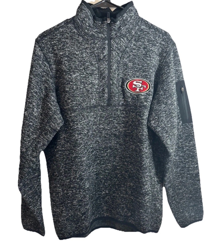 Antigua Men’s Medium Regular Fit San Francisco 49ers Logo 1/2 Zip Gray Sweater