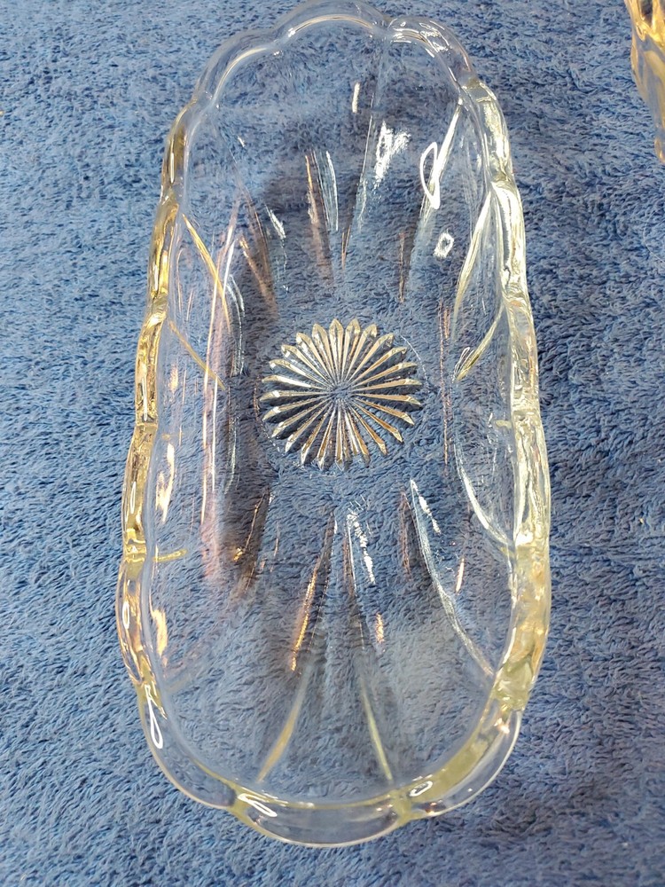 Vintage Starburst Banana Split Sundae Dishes Lot of 5 Clear Glass