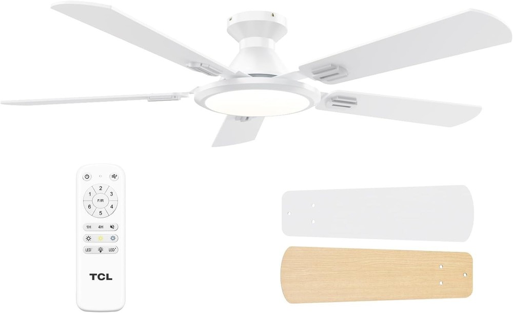 TCL 52 in Low Profile Ceiling Fan w/ Light and Remote Control - White