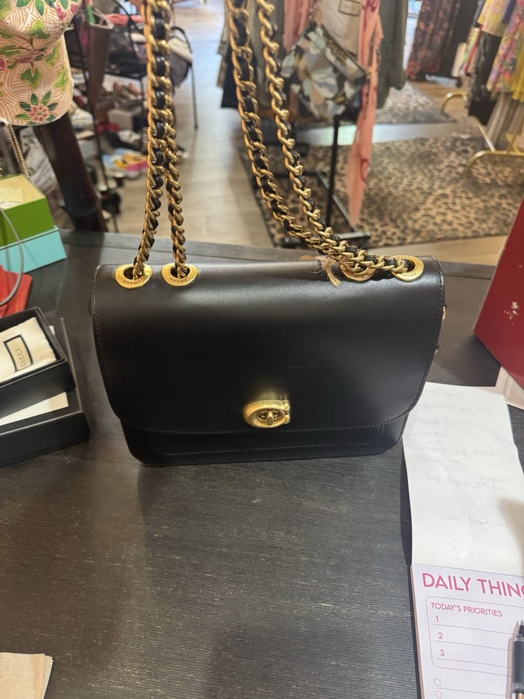 COACH Black Leather Canvas Tote Handbag Preloved Excellent Condition