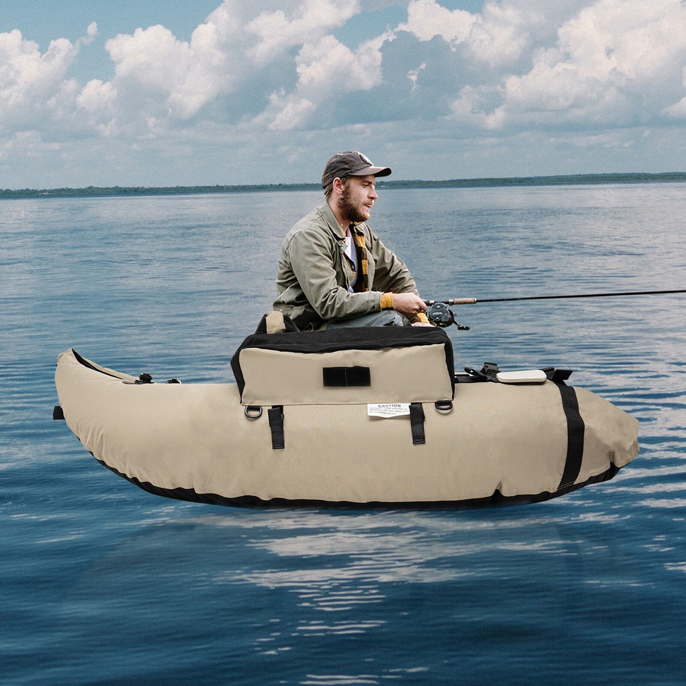 Portable Inflatable Fishing Dinghy with Adjustable Backrest Supports 130kg