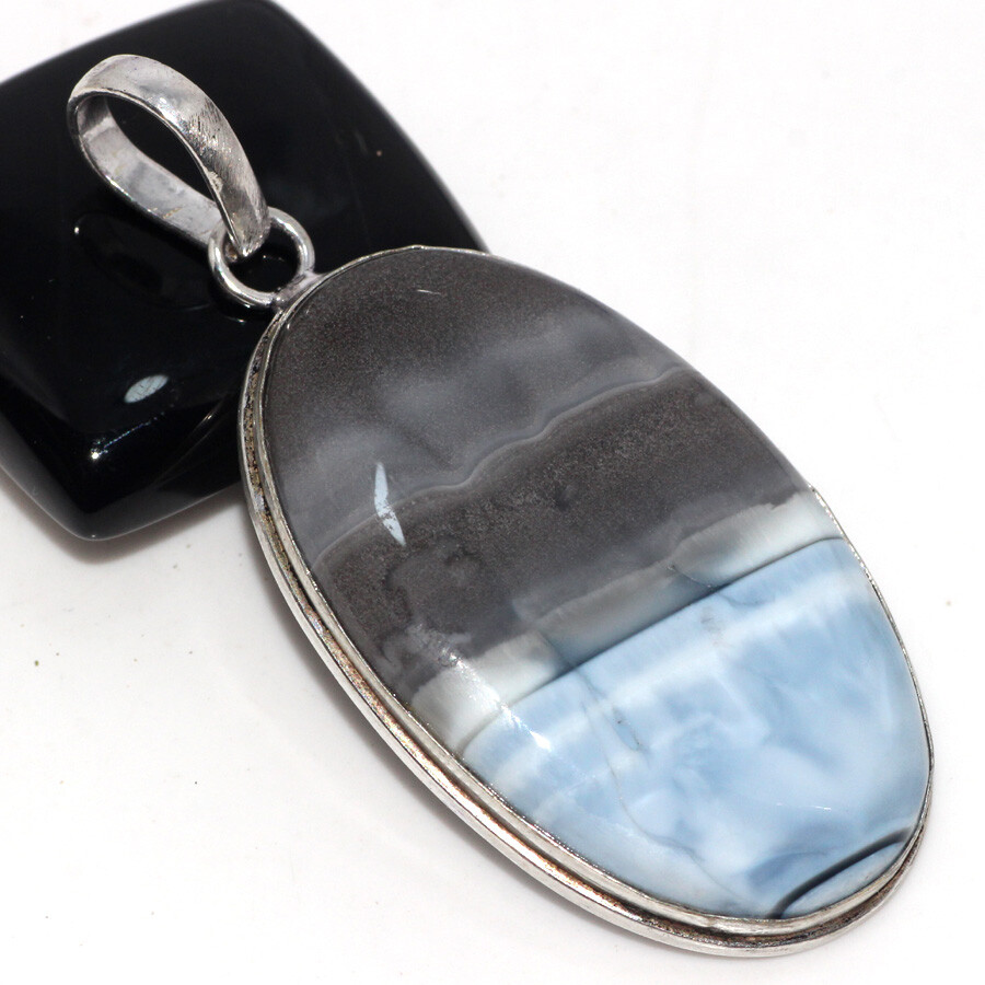 Owhyee Blue Opal 925 Silver Plated Gemstone Pendant 2.5
