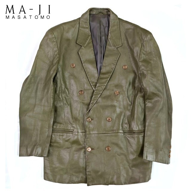 Vintage 80s MAJI premium cowhide double breasted leather jacket