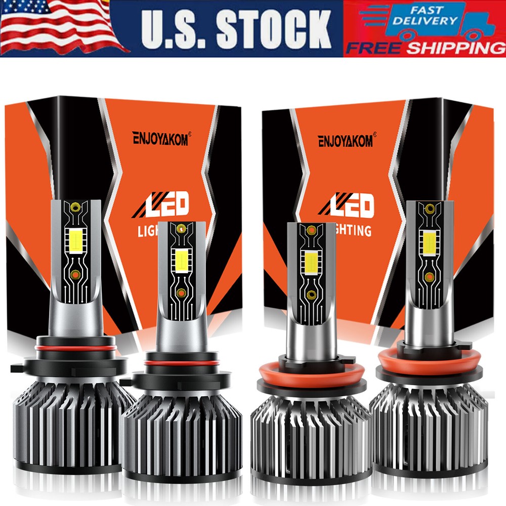 For GMC Yukon 2015-2019 Combo 9005+H11 LED Headlight Bulbs High Low Beam White