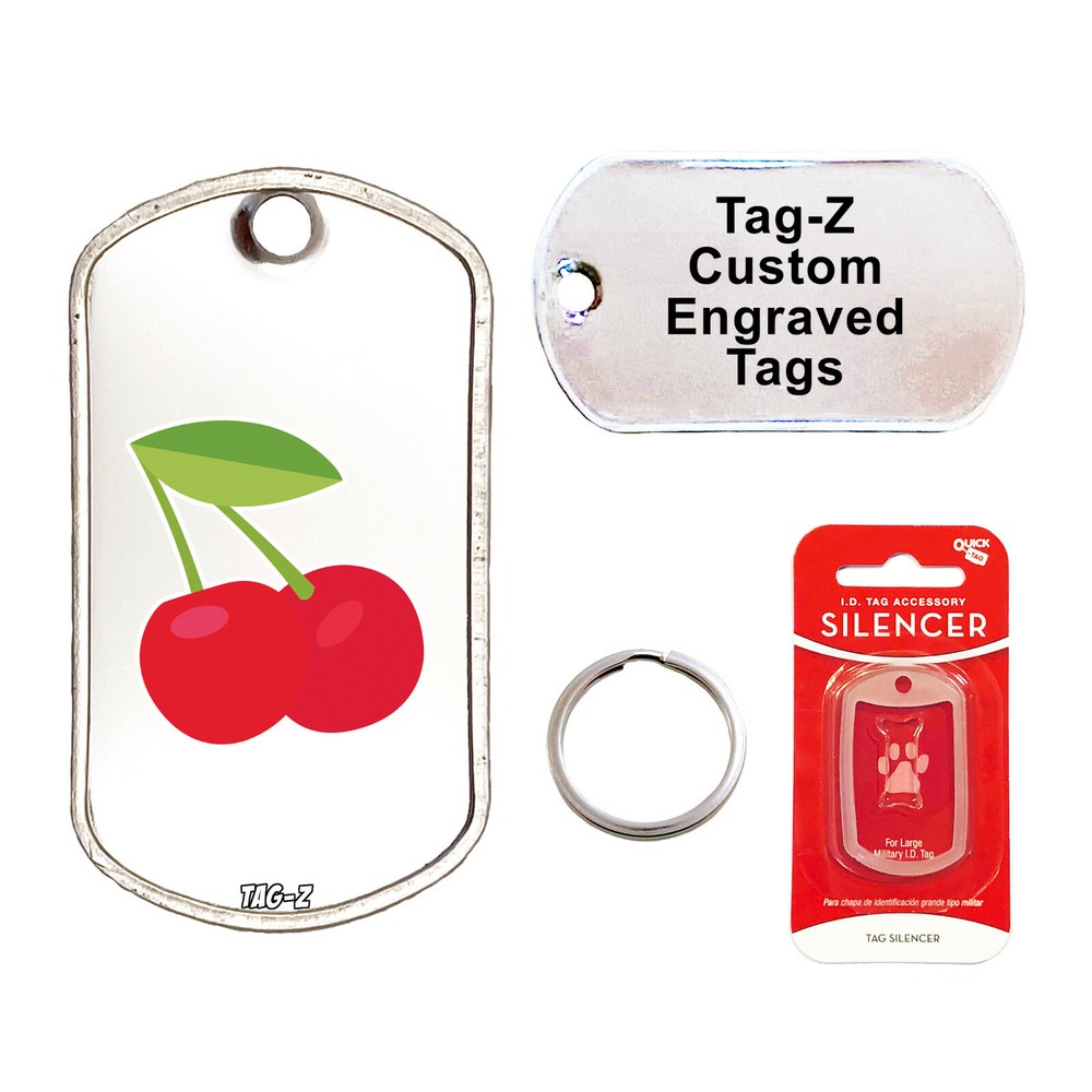 2 CHERRIES - CUSTOMIZED - PET TAG - MILITARY Shape - Tag-Z Dog Tags