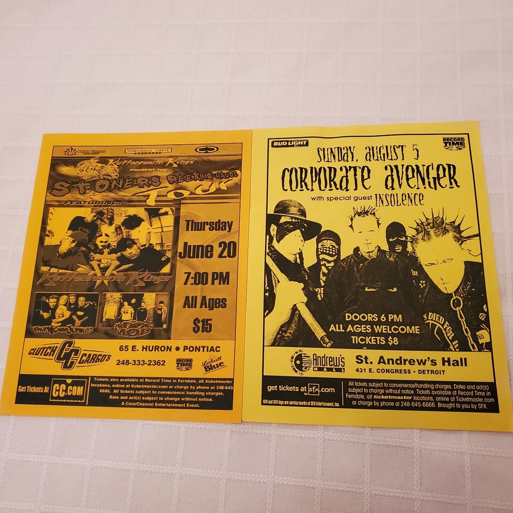 Flyer LOT Kottonmouth Kings Phunk Junkeez Mix Mob MI Detroit Corporate Avenger