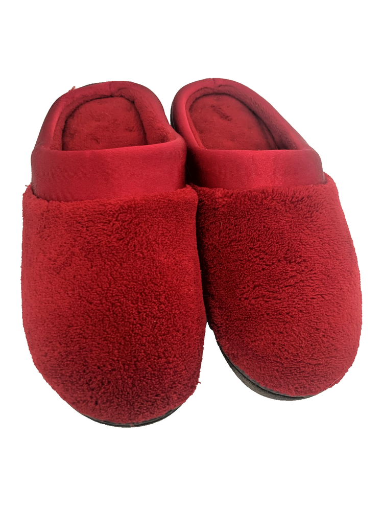 Isotoner Womens Slip In Clog Slippers  Size 6.5-7 Red Comfy Machine Washable