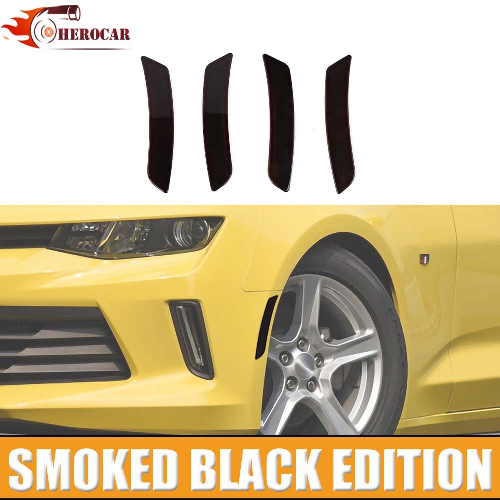 4x Blackened Front Side Eyebrow Light Lamp Trim For Chevy Camaro 16+ Accessories