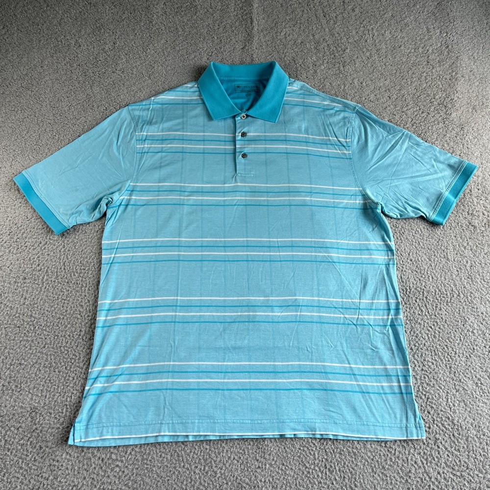 NEW JoS A Bank Polo Shirt Mens Extra Large Blue Striped Pullover Leadbetter Golf