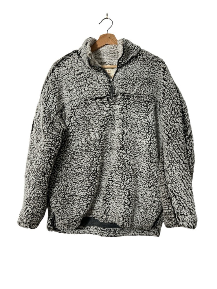 Altar'd State Charcoal Gray Sherpa Half Zip Pullover Women's Size Small