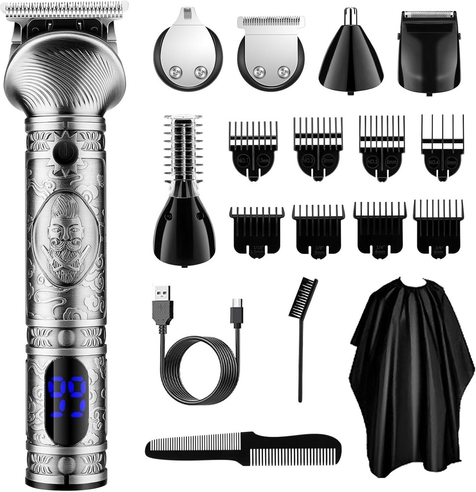 Professional Cordless Men's Beard Trimmer & Hair Clipper Grooming Kit