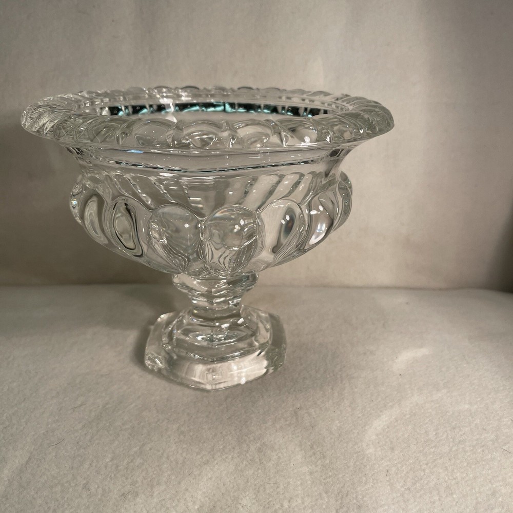 Early American pressed glass tall footed compote fruit bowl