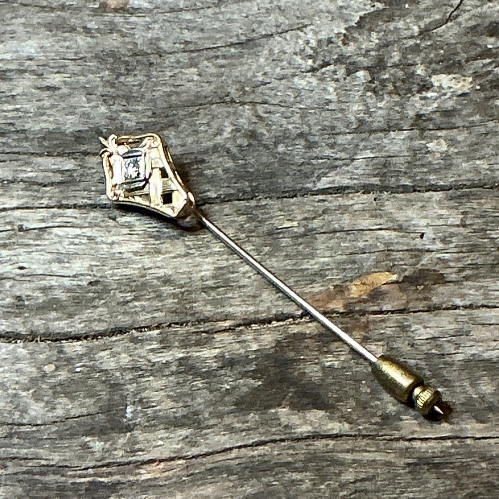 14k Gold Antique Art Deco style Diamond?Stickpin yellow Gold 2.2 grams