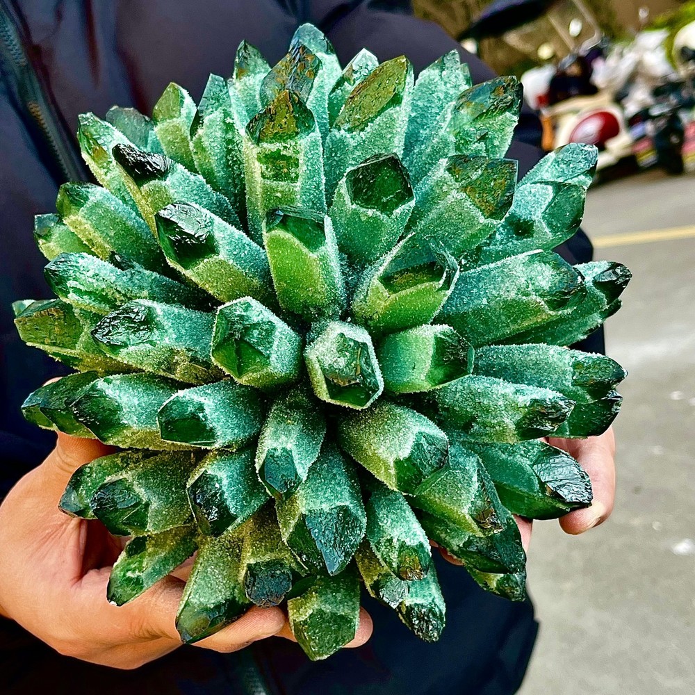 11.79LB Newly discovered green phantom quartz crystal cluster minerals