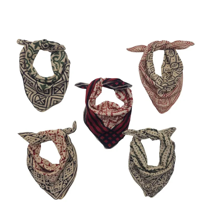 5-Pack Organic Cotton Bandana Scarf - Cowboy & Neckerchief Style