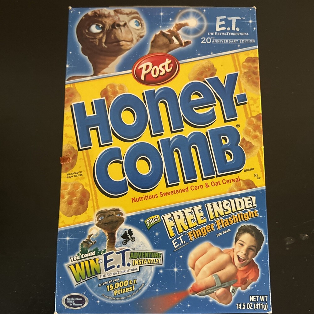 Post Honey-Comb Cereal Box E.T. The Extra Terrestrial With Finger Flashlight NIP