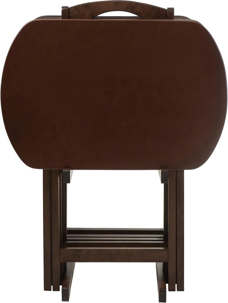 Winsome Wood Antique Walnut TV Tray Set with Sturdy Folding Stand