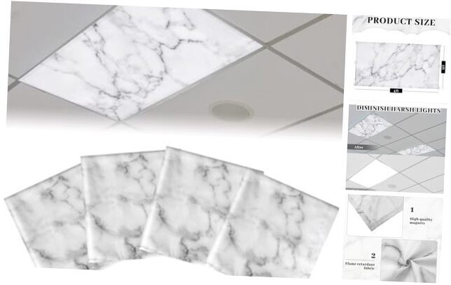 4 Pack Fluorescent Light Covers Magnetic Light Cover Fluorescent Light Marble