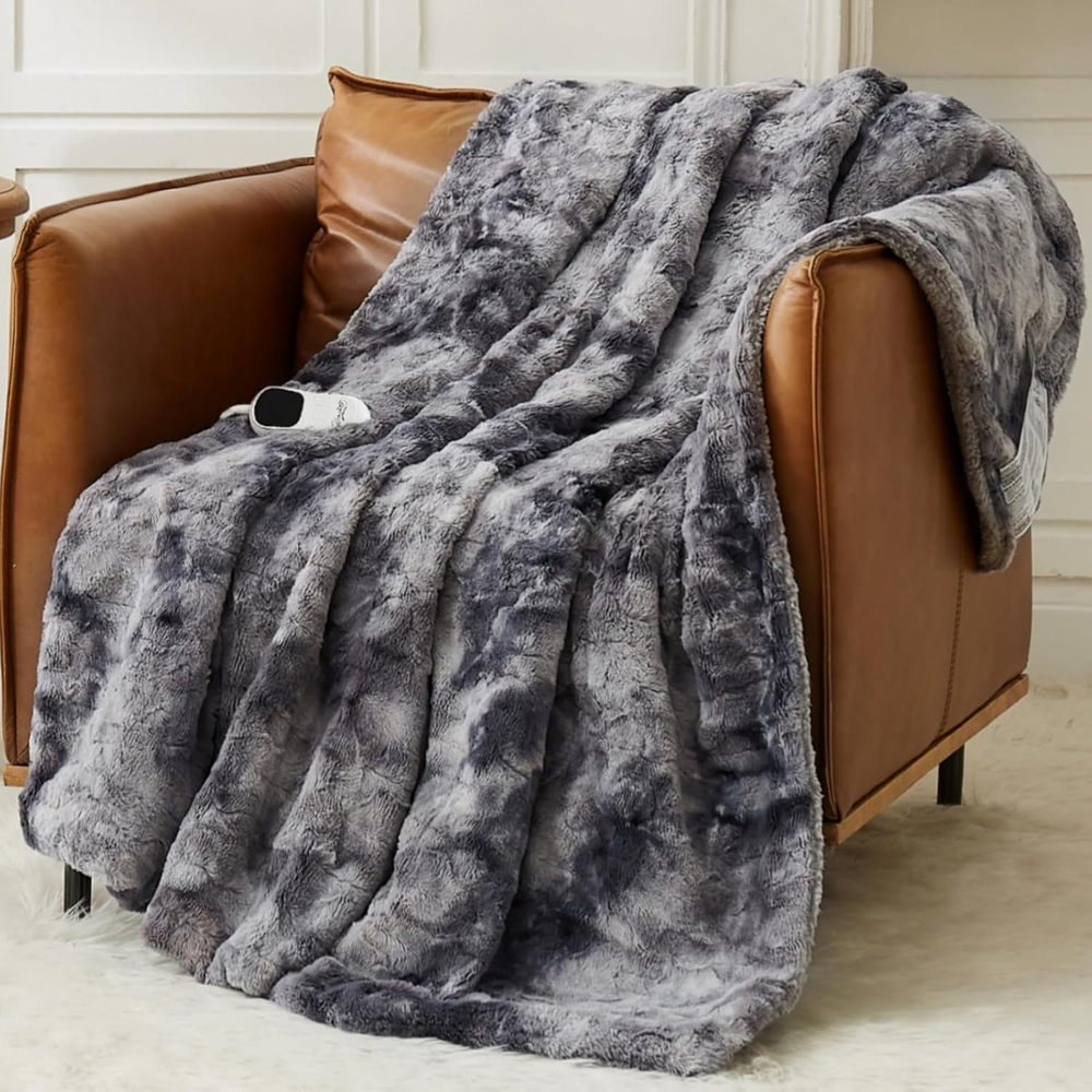 Homemate Heated Blanket Electric Throw - 50X60 Heating Blanket Throw 5 Gears Aut