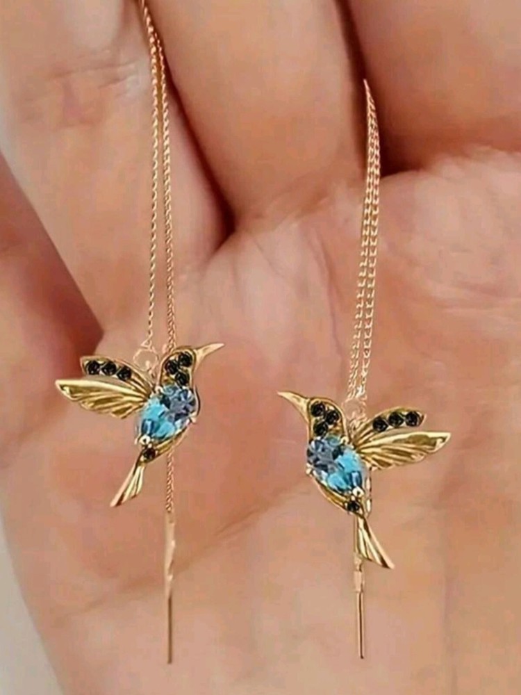 14k Gold Hummingbird Earrings - Minimalist Jewelry Gift for Women