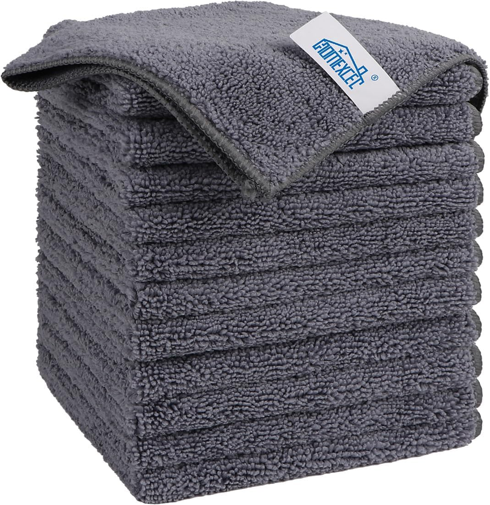 Microfiber Cleaning Cloth Grey 12 Pack Premium Lint-Free Car Towels