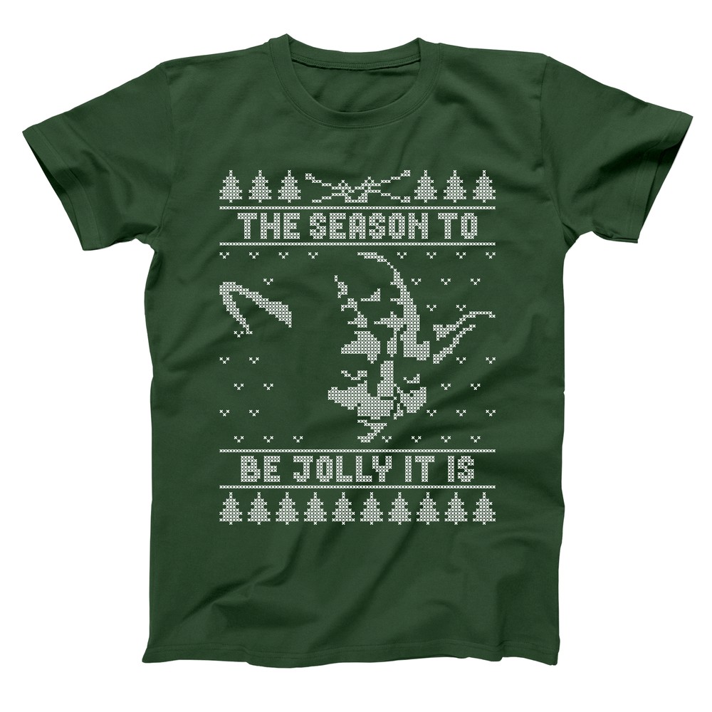 Jolly Yoda Ugly Christmas Sweater Funny Xmas Humor Forest Green Men's T-Shirt