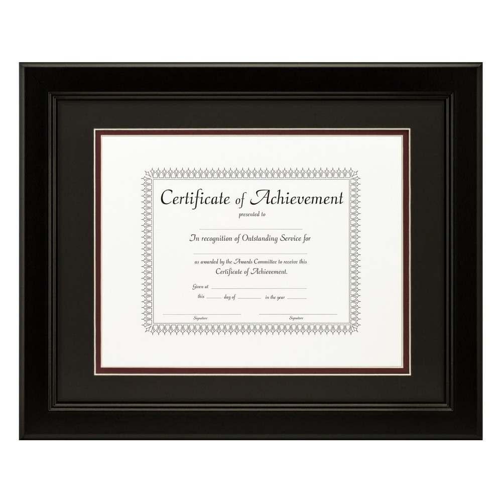 11x14 Inch Black Document Frame with 8.5x11 Double Mat Opening
